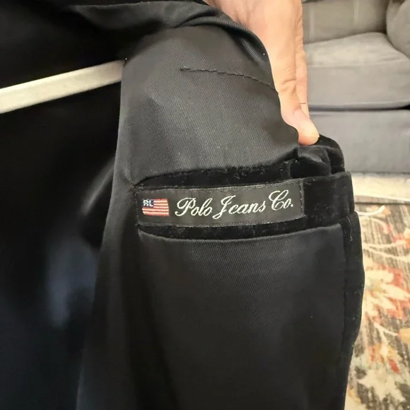 Ralph Lauren Y2K Black Velvet Trench Coat - Picture 4 of 4